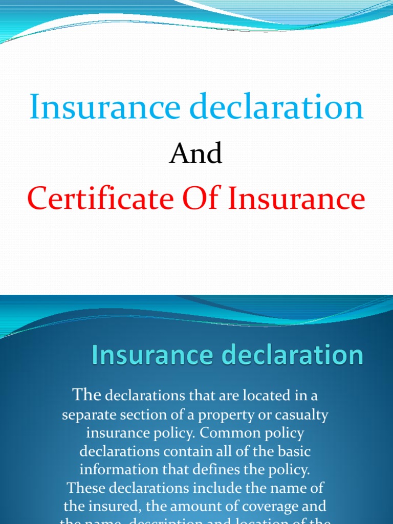Insurance Declaration DON | PDF