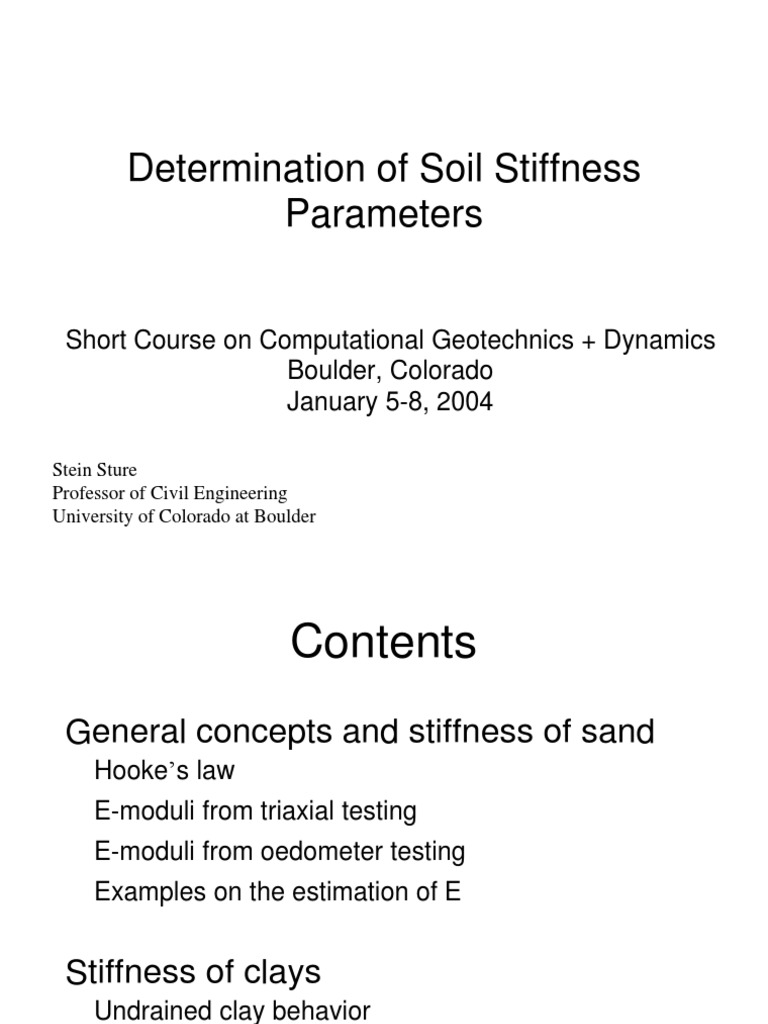 Soil Stiffness Parameter Determination | PDF