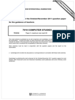 7010 Computer Studies: MARK SCHEME For The October/November 2011 Question Paper For The Guidance of Teachers