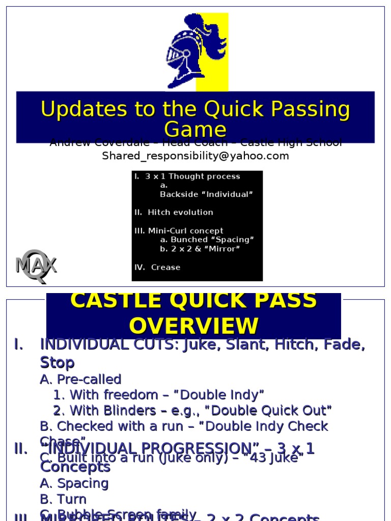 Quick Passing Game Strategies Overview | PDF | American Football | Sports
