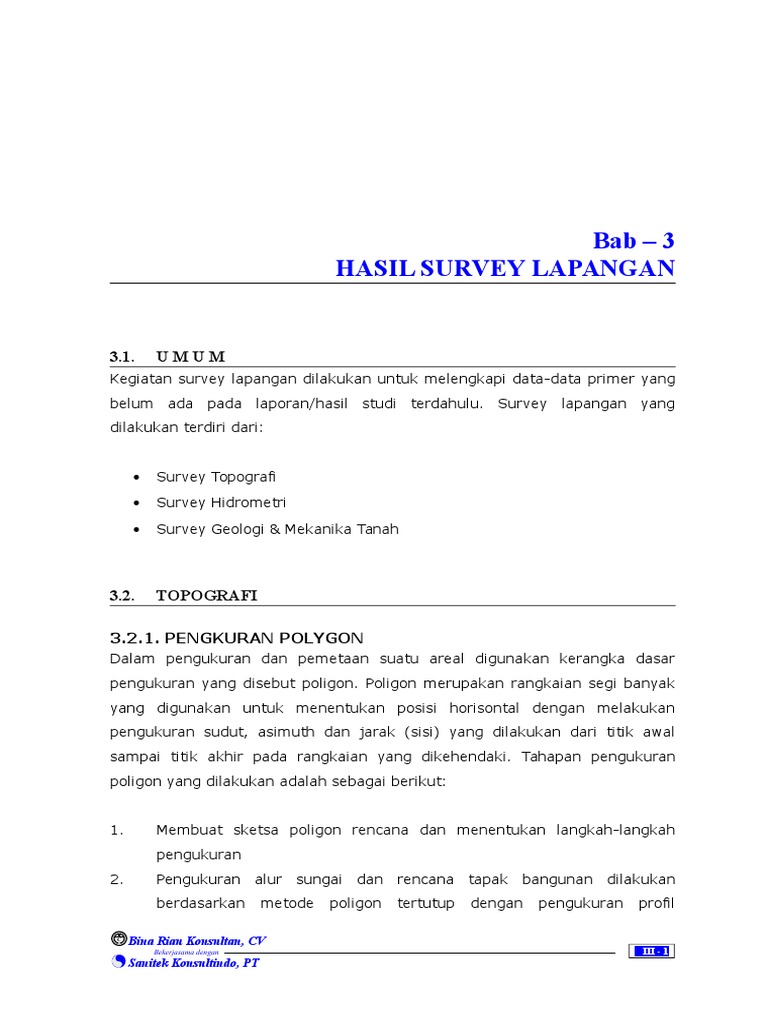 Bab 3 Hasil Survey Lapangan 3 1 Umum
