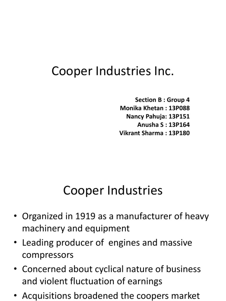 Group4 Cooper Ind Inc Download Free PDF Takeover Mergers And