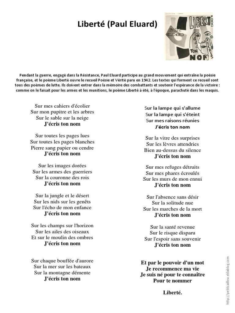 Liberte Paul Eluard English Analysis