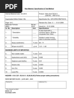 Raw Material Specification & Test Method: Checked By: Authorised by