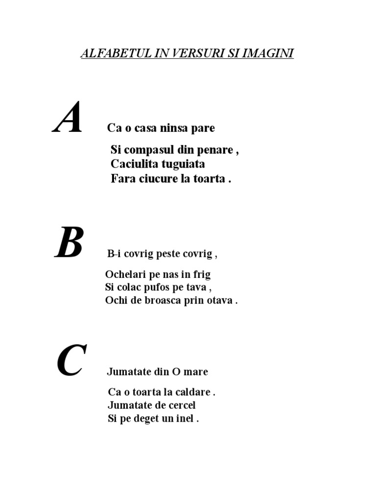 Alfabetul in Versuri Si Imagini-Marianus | PDF