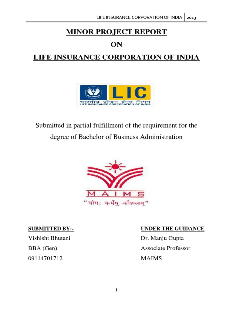 Minor Project on LIC Overview | PDF | Life Insurance | Insurance