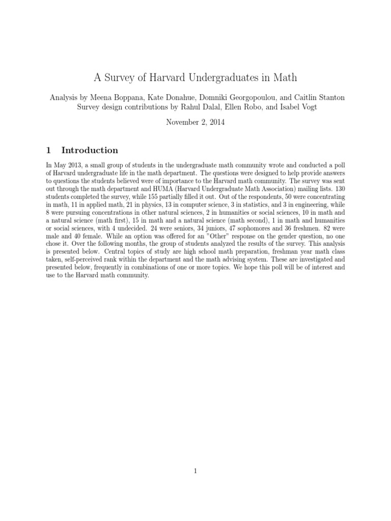 Harvard Undergraduate Math Survey | PDF | Teaching Mathematics | Psychology