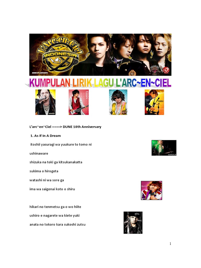 Kumpulan Lirik Lagu L Arc En Ciel