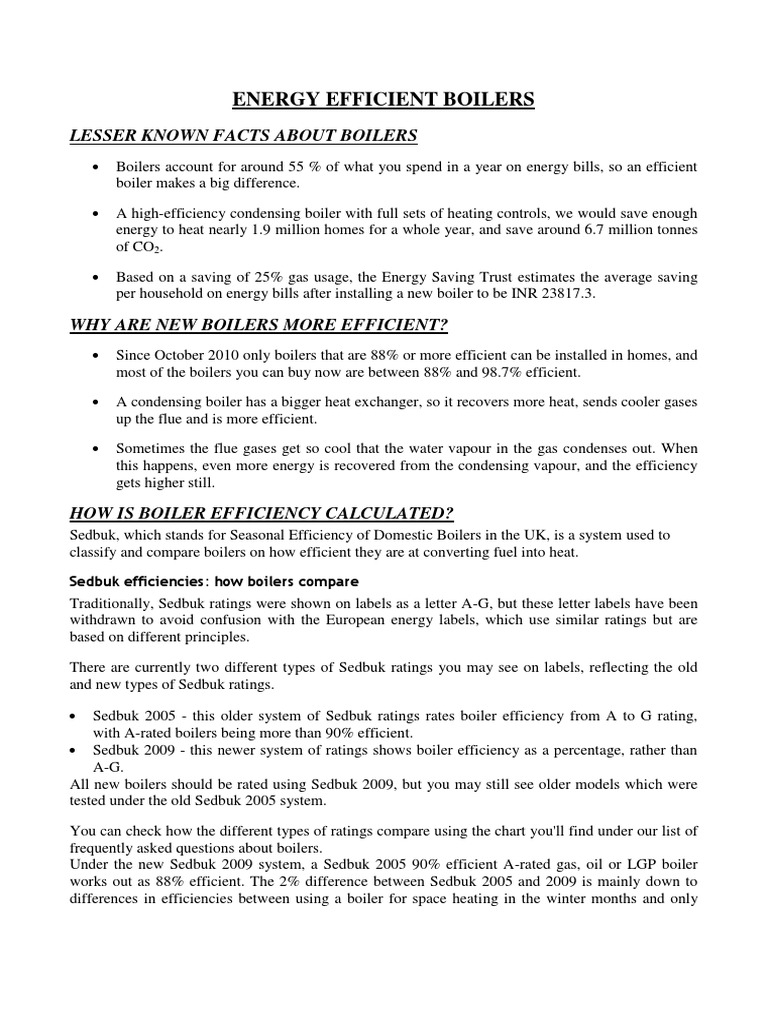 Energy Efficient Boilers Report | PDF | Water Heating | Boiler