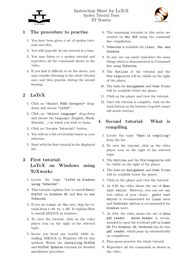 LaTeX Instruction Sheet English | PDF
