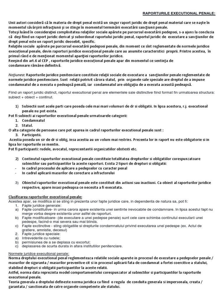 Raporturile Executional Penale | PDF