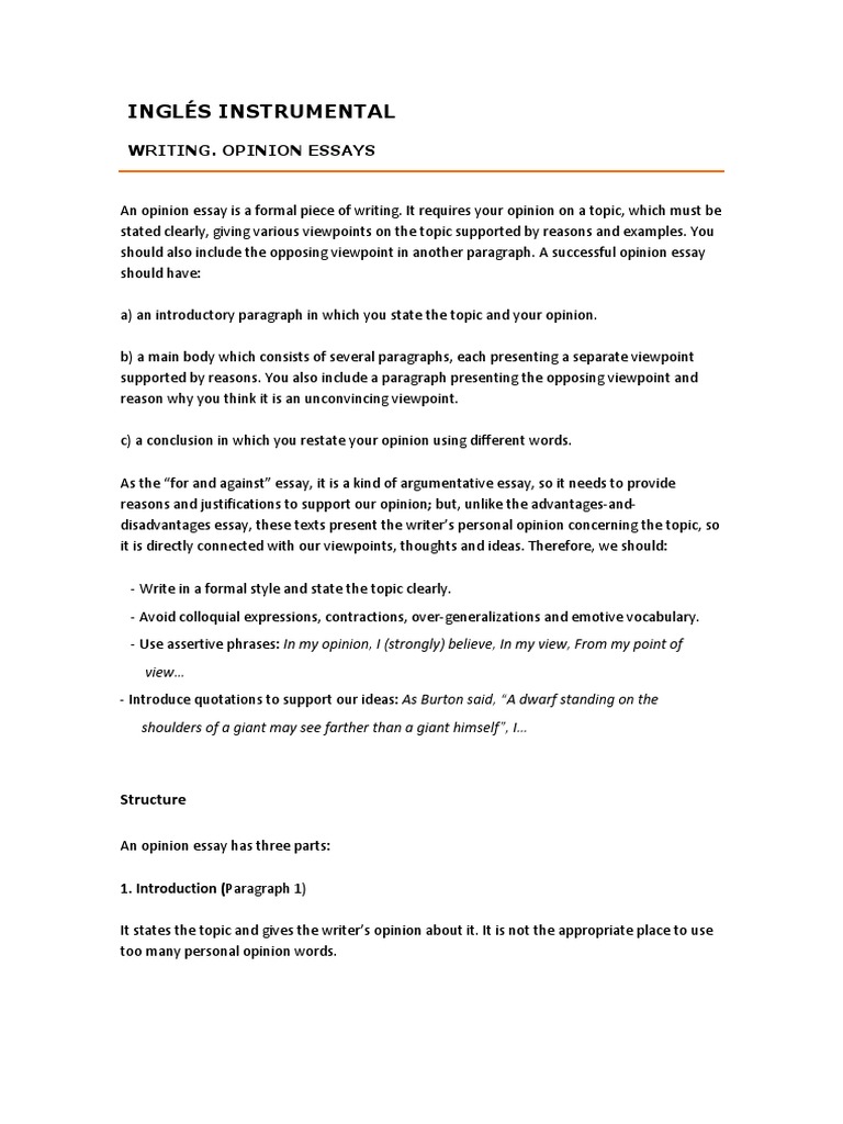 Writing Opinion Essay Essays Immigration