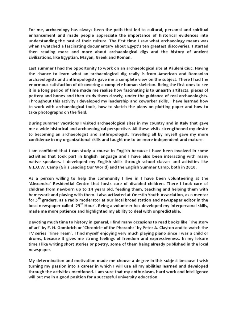 Archaeology and anthropology personal statement picture