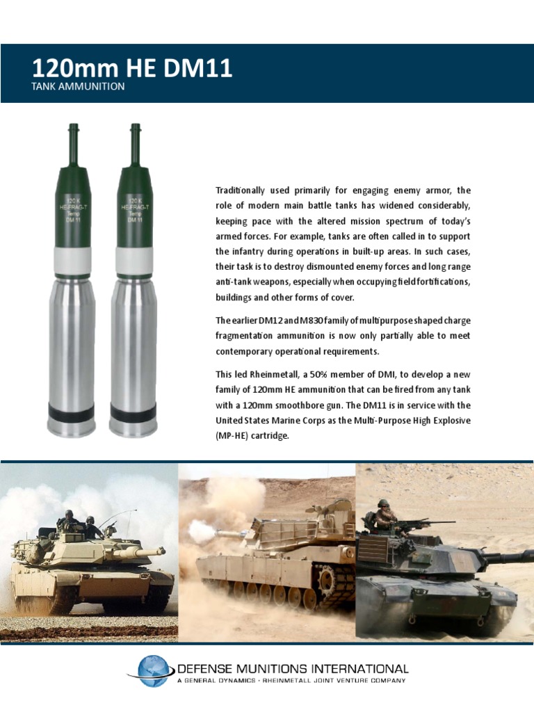 Rheinmetall - 120mm HE DM11 - DMI PDF | PDF | Ammunition | Fuze