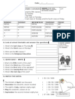 Elementary school English and timetable worksheet