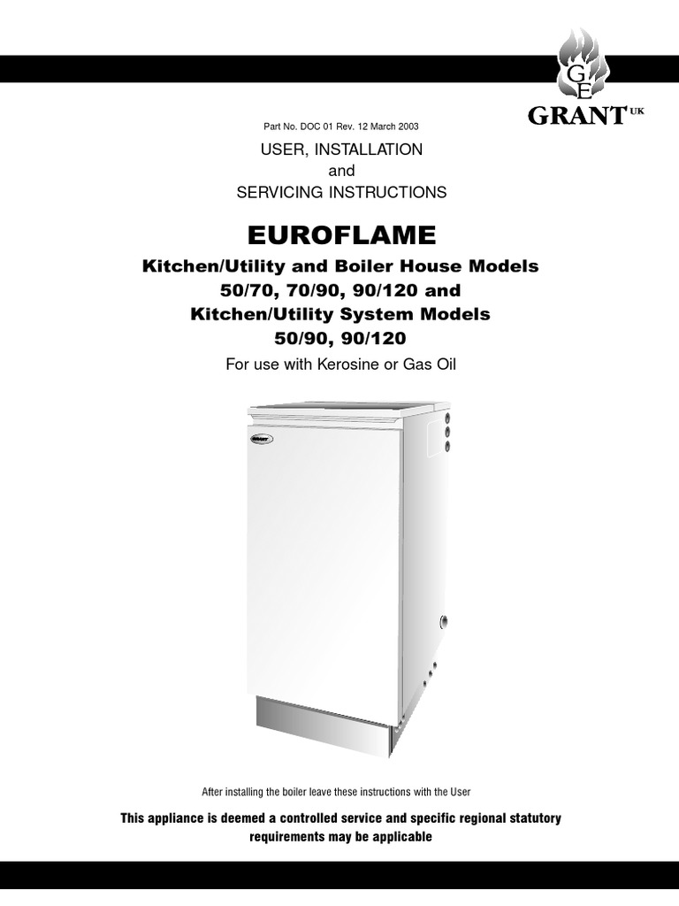 Grant Euroflame SE Models Installation Servicing Instructions 2003 | PDF |  Chimney | Water Heating