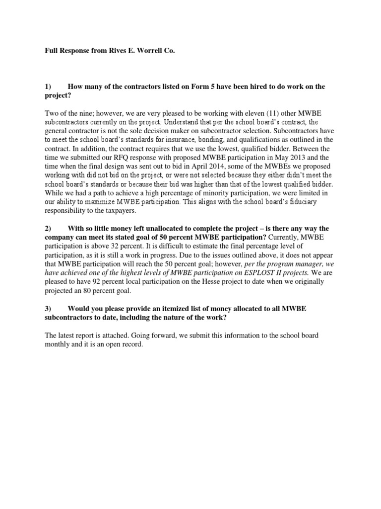 MWBE Participation Update Report | PDF