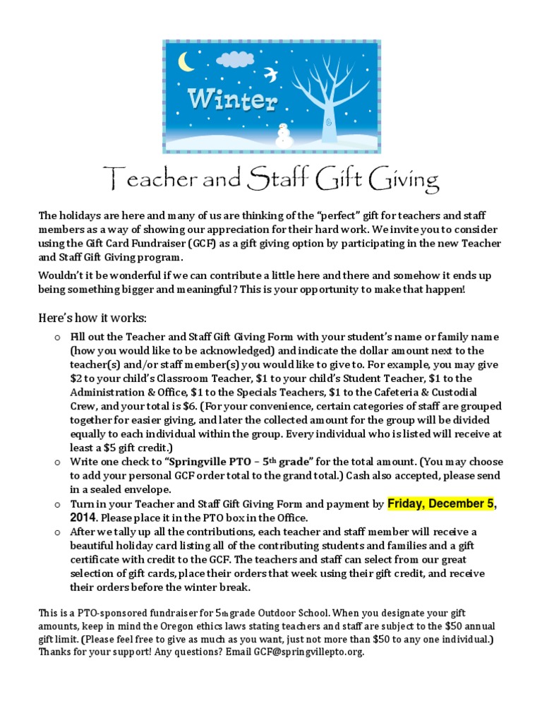 Teacher and Staff Gift Giving Program | PDF