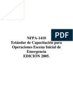 NFPA 1410 Estándar de Capacitación para Operaciones Escena Inicial de Emergencia