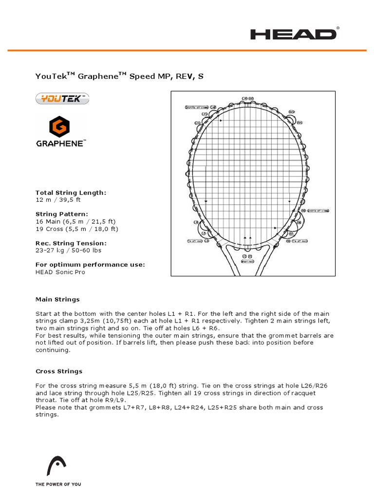 HEAD Stringing Instructions 2012 13 PDF Sports Equipment Equipment