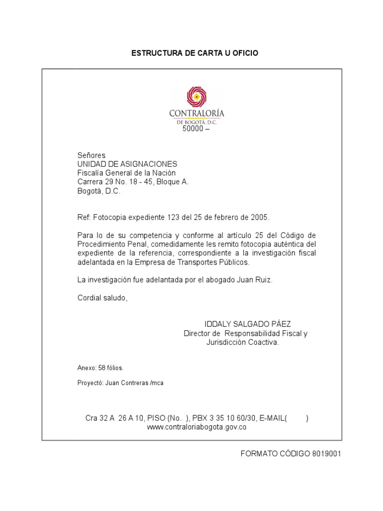 Estructura Carta u Oficio