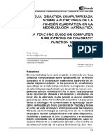 Guía Didáctica Computarizada Sobre Aplicaciones de La Función Cuadrática en La Modelización Matemática