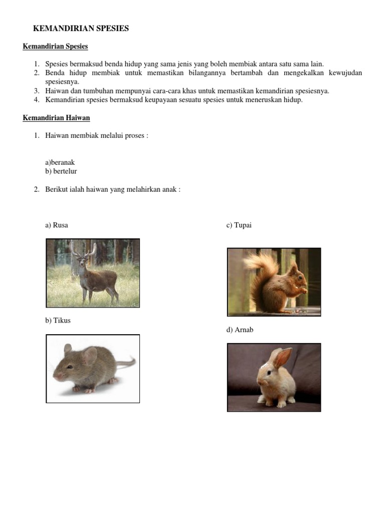Kemandirian Spesies Sains Tahun 5 Pdf
