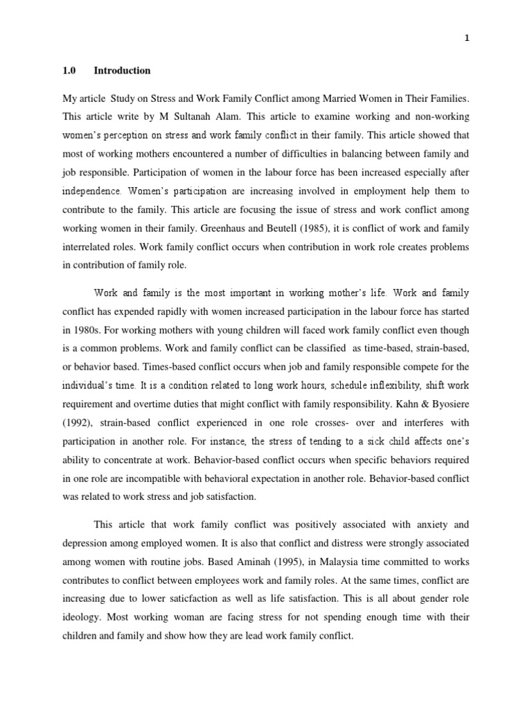 A Study On Stress and Work Family Conflict Among Married Women in Their ...