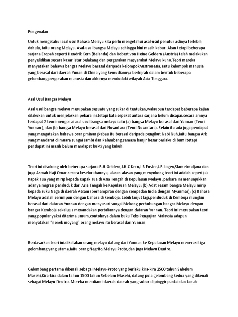 Pengenalan Asal Usul Bangsa Melayu  PDF