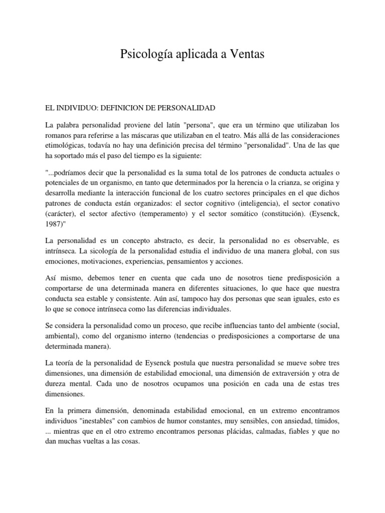Psicología de Ventas y Personalidad | PDF | Estereotipos | Prejuicios