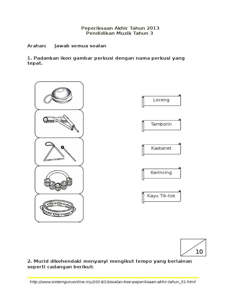 Soalan Dunia Muzik Tahun 3 Kssr Pdf