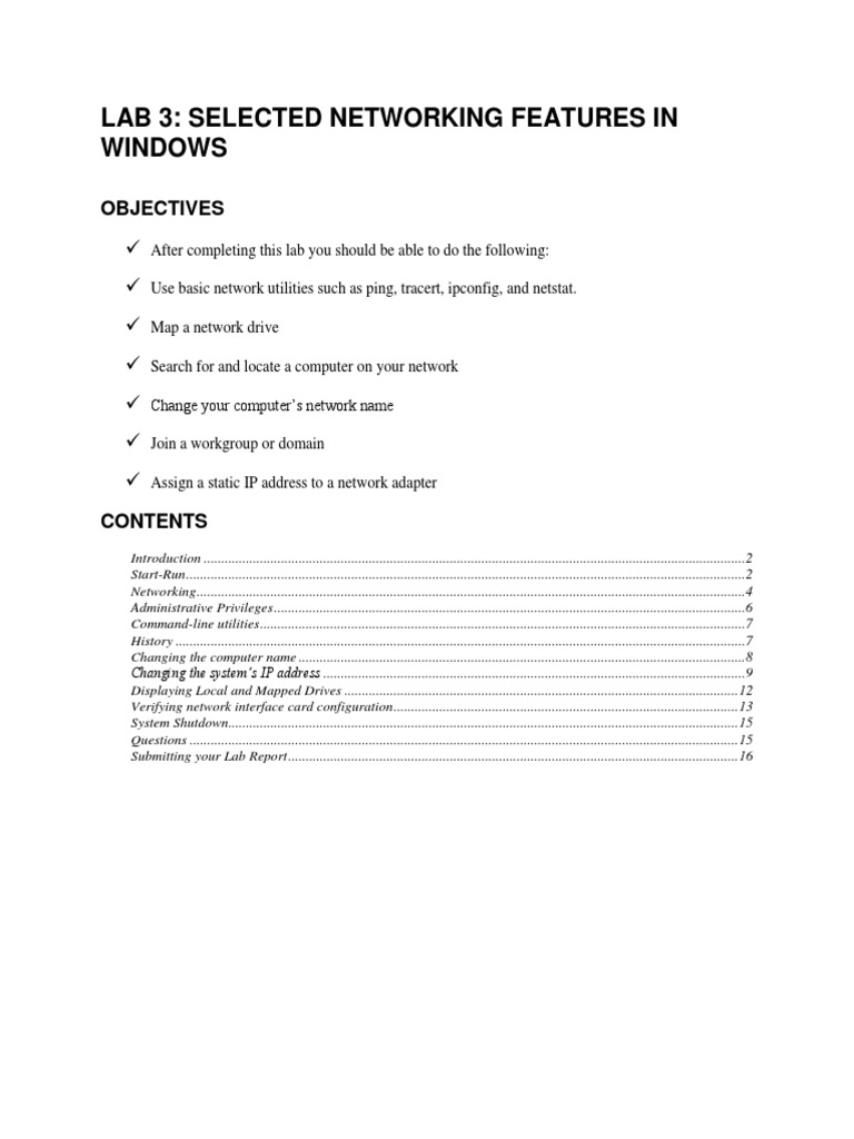 Windows Networking Features Lab Guide | PDF