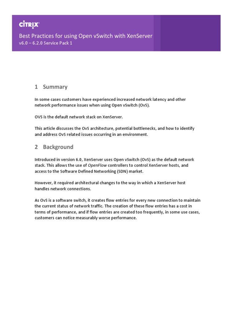 Best Practices For Using Open Vswitch With XenServer PDF | PDF ...