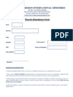 Church Attendance Form: Royal Mission International Ministries
