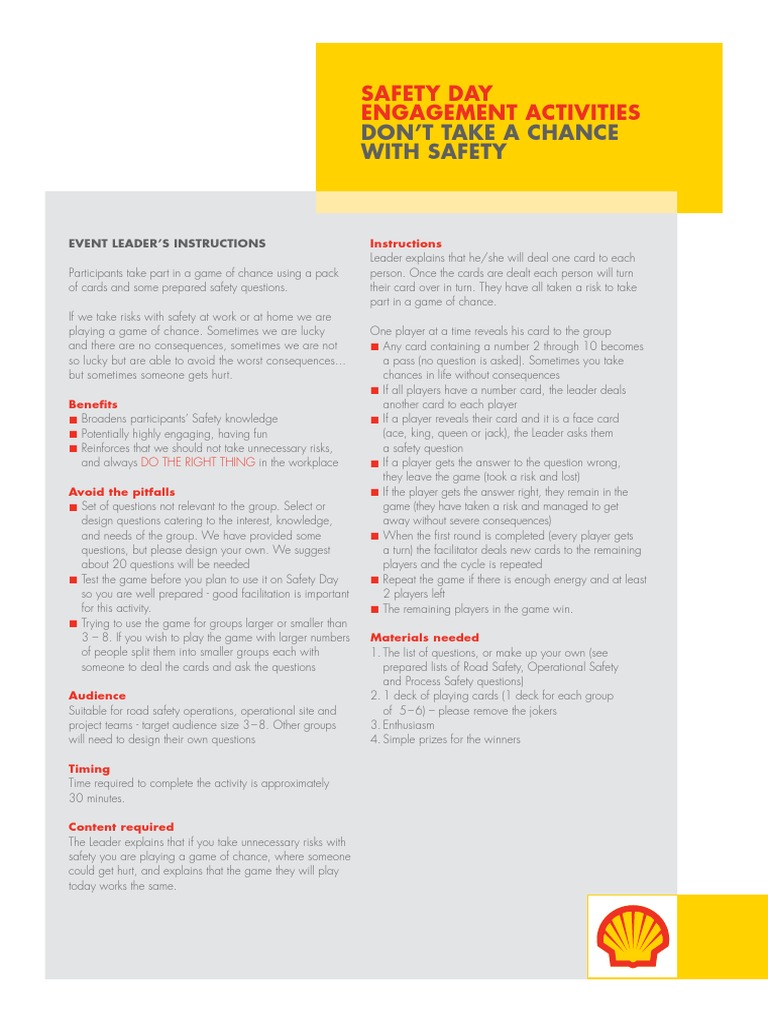 Safety Day Quiz PDF Seat Belt Personal Protective Equipment