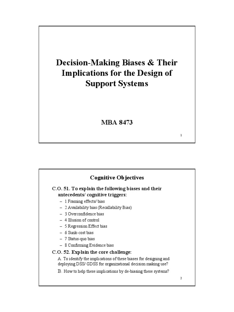 Lect 9 Biases | PDF | Bias | Decision Making