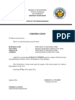 Certification: Barangay Sapang Balen