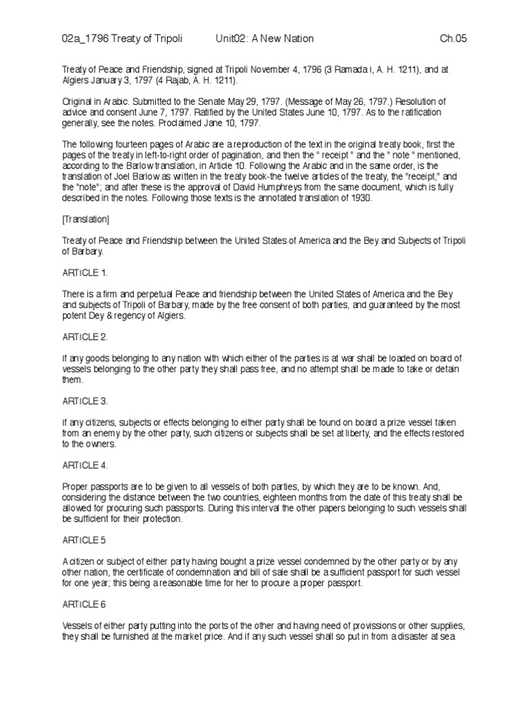 Treaty Of Tripoli