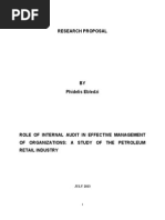 Download Research Proposal - ROLE OF INTERNAL AUDIT IN EFFECTIVE MANAGEMENT OF ORGANIZATIONS A STUDY OF THE PETROLEUM RETAIL INDUSTRY by Philcas Li SN246352575 doc pdf