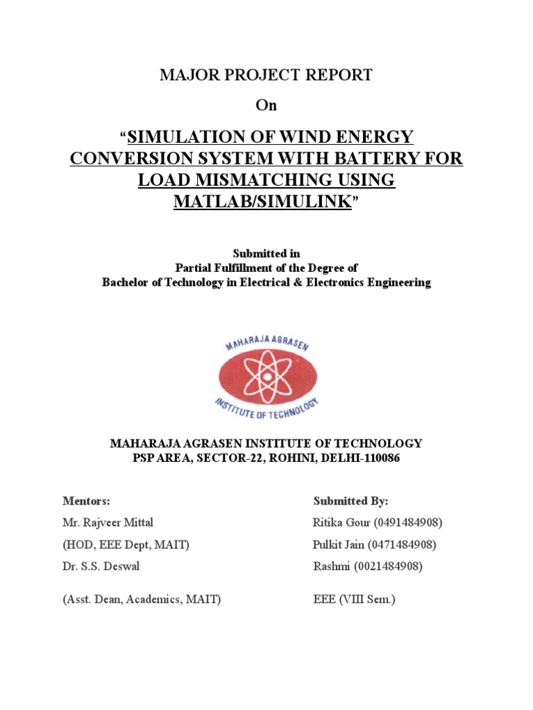 Simulation of Wind Energy Conversion System With Battery For Load ...