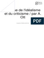 Critique de L'idéalisme Et Du Criticisme - Ott PDF