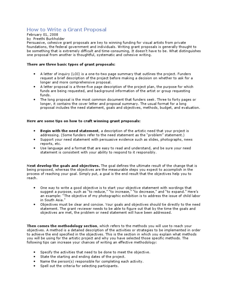 How To Write A Grant Proposal | Download Free PDF | Goal | Methodology