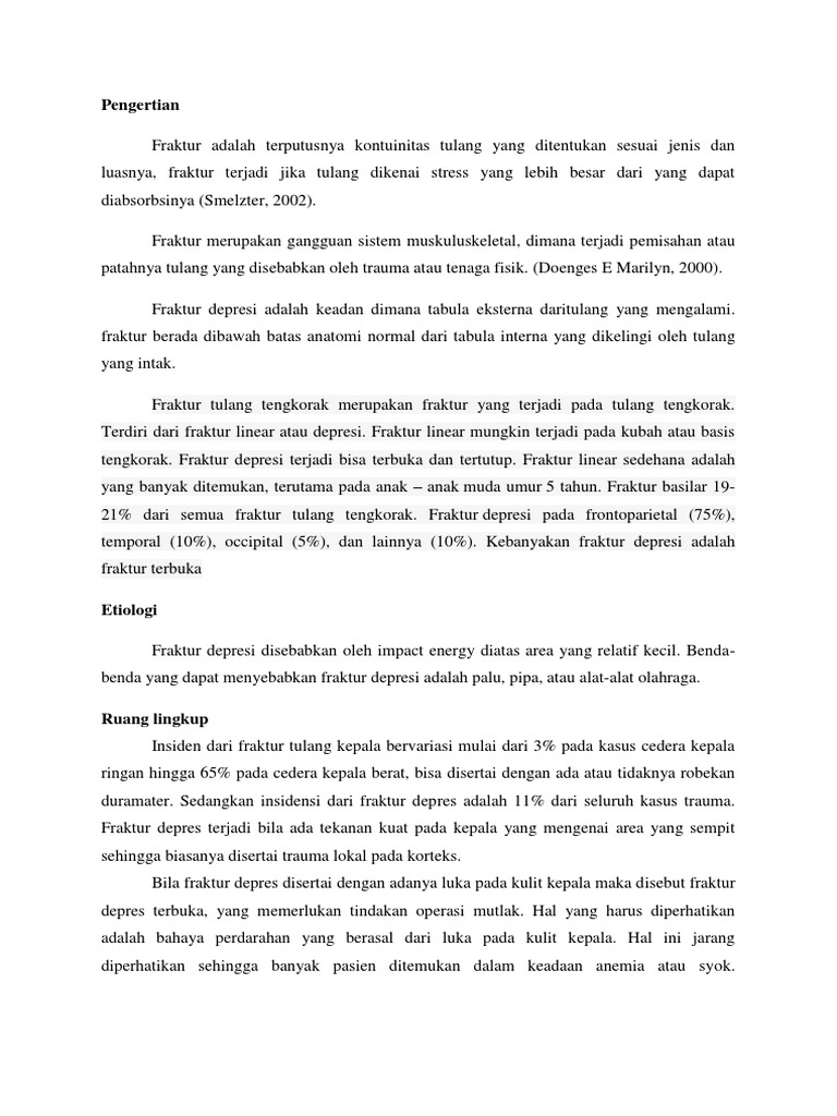 Pengertian FRAKTUR DEPRESI