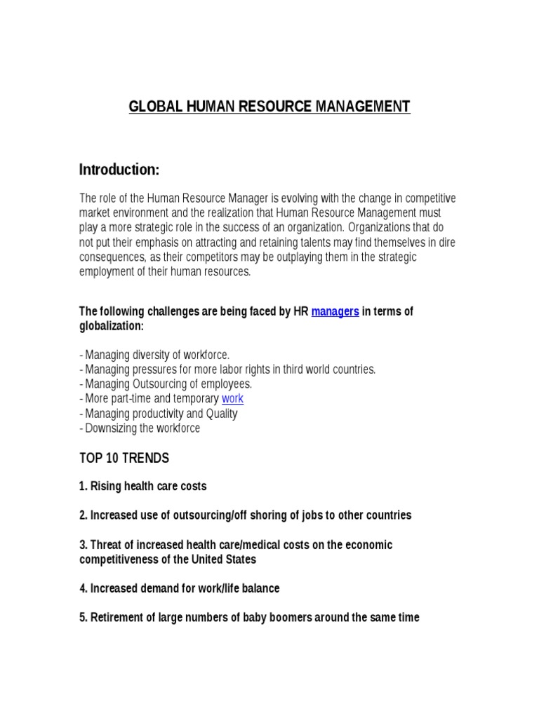 Global Human Resource Management | PDF