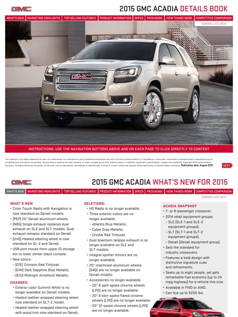 2015 GMC Acadia Overview and Features | PDF | Automotive Industry ...