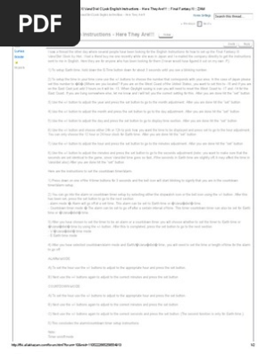 FFXI Vana'Diel Clock Setup Guide | PDF | Timer