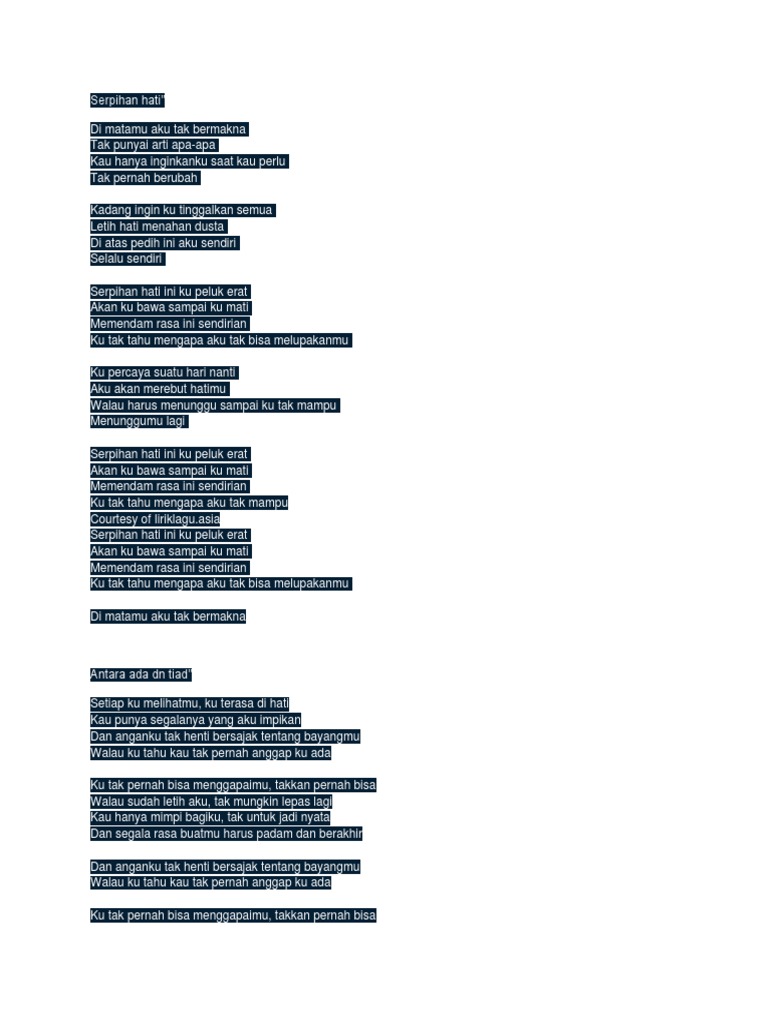 Lirik Lagu Utopia Pdf