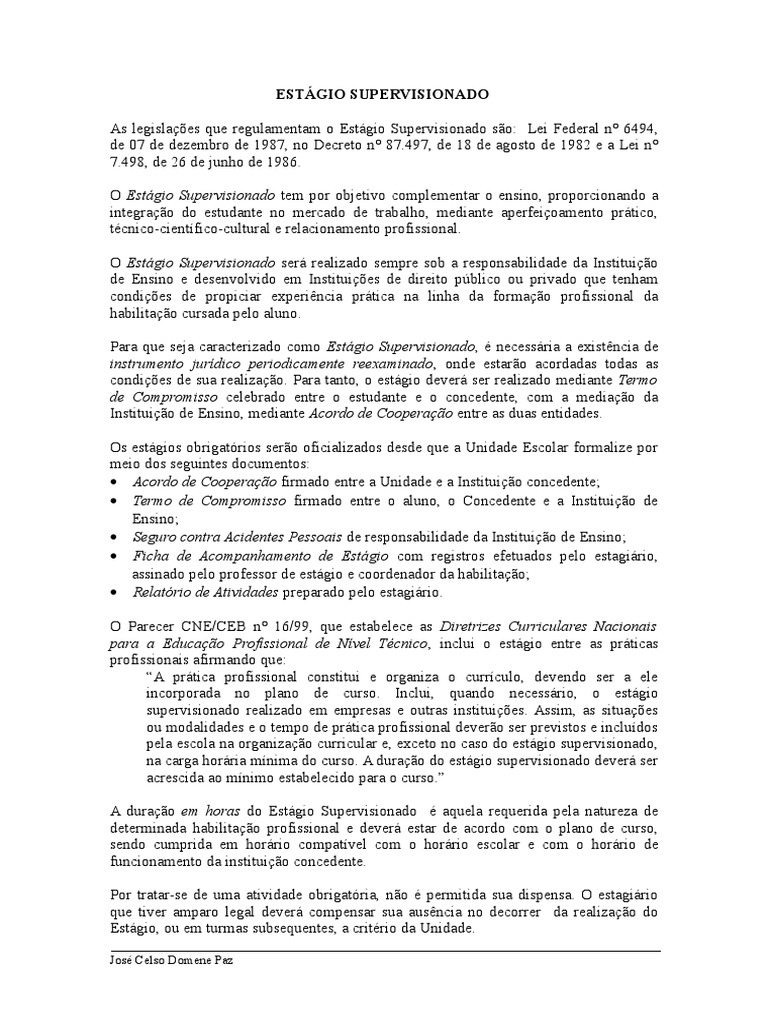 Estágio Supervisionado em Enfermagem | PDF | Enfermagem | Estágio