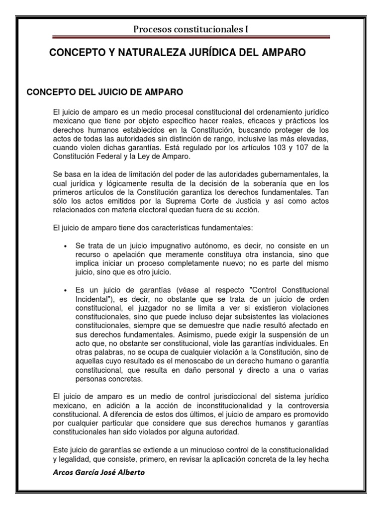 Concepto y Naturaleza del Juicio de Amparo | PDF | Derecho ...