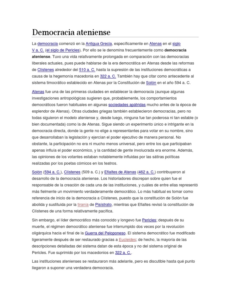 Historia de la democracia ateniense | PDF | Antiguedad clasica | Democracia
